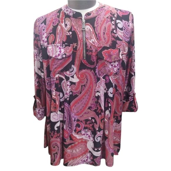 Cocomo Blouse Multicolored Paisley 3/4 Cuff Sleeve Size 2X - Picture 10 of 10